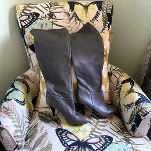 Calvin Klein Grey Leather Over the Knee Boots Sz 9